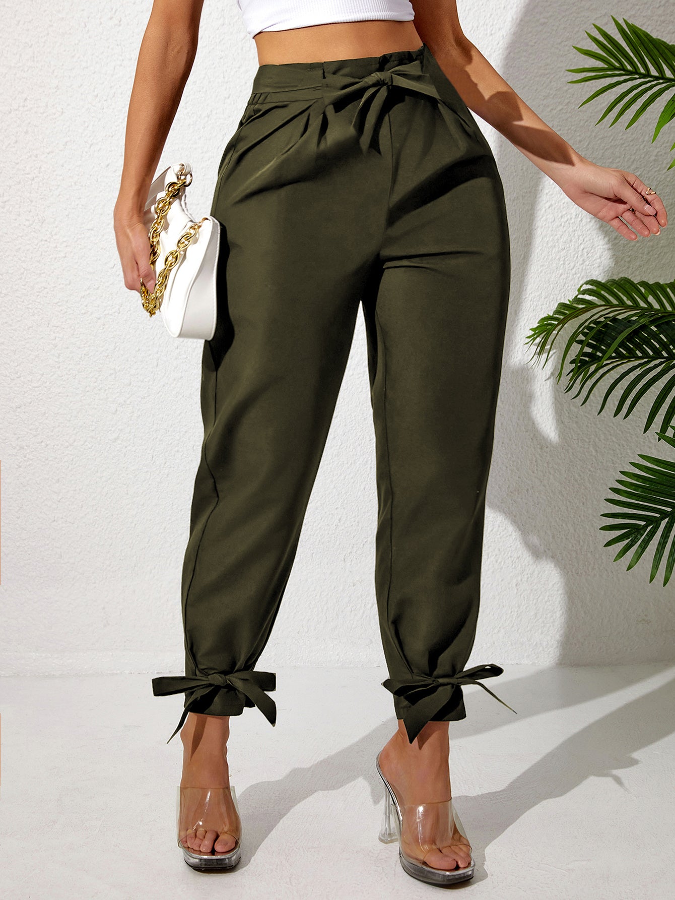 Plus Size Casual Pants with Ankle Strap for Women - The Eggy's store
