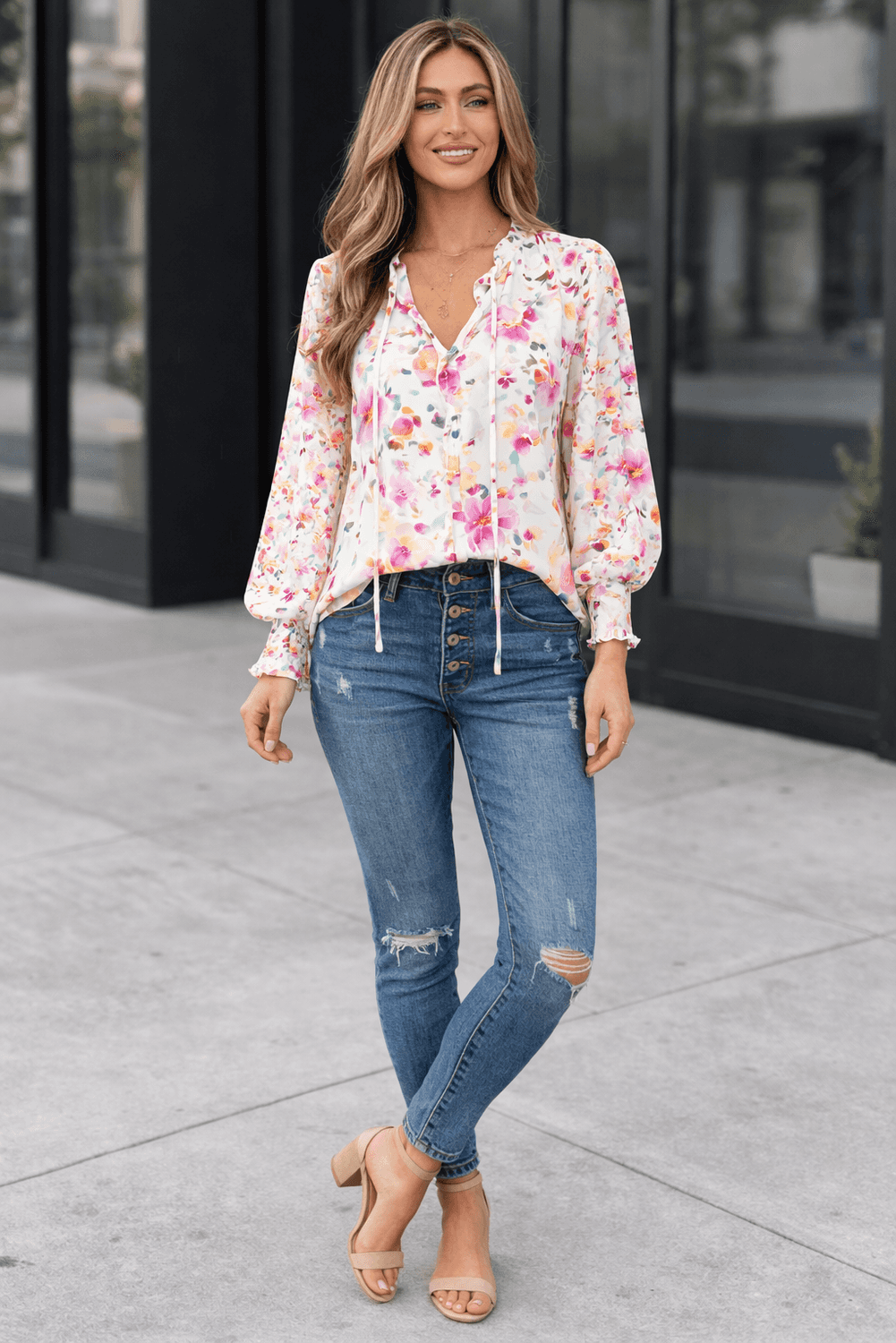 Clover Cakewalk Floral Smocked Blouse