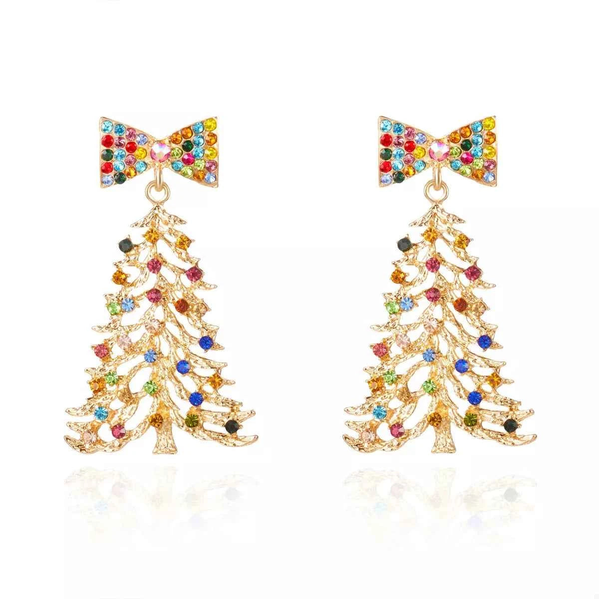 Christmas Tree Bow Drop Earrings