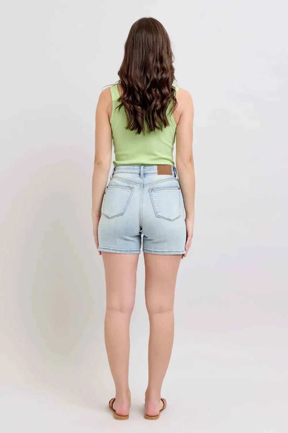 Judy Blue Full Size 2 Button Denim Shorts with Pockets Plus Size