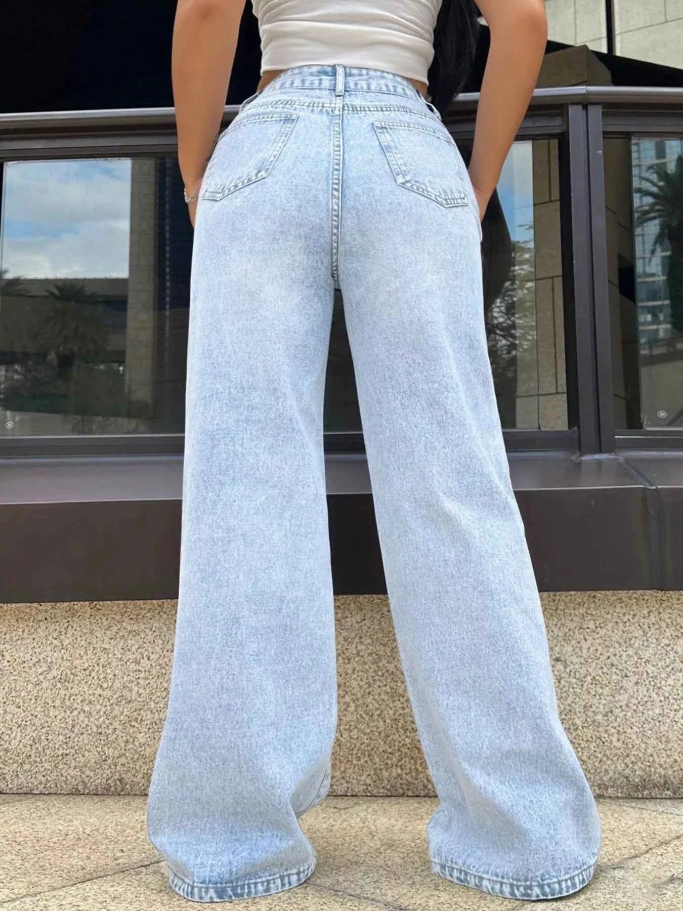 High-Waisted Wide Leg Jeans