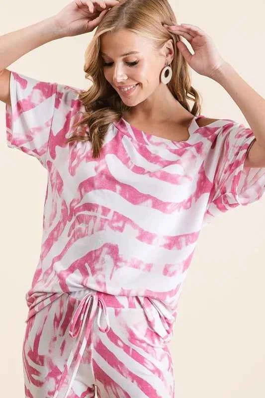 BiBi Zebra Print French Terry Top and Pants Set