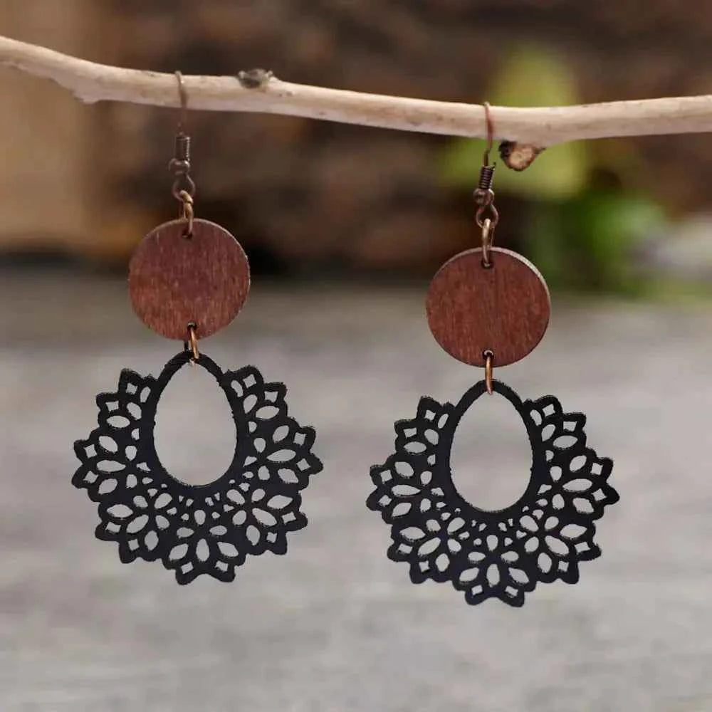 Boho Mandala Geometric Cutout Dangle Earrings