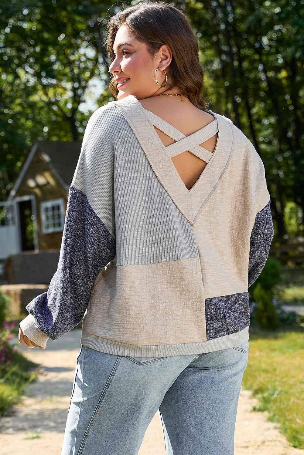 Elaina Plus Size Textured V Neck Top