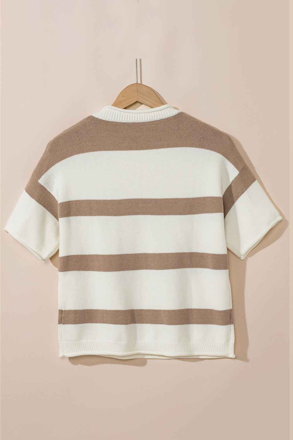Stripe Knit Dropped Short Sleeve Sweater