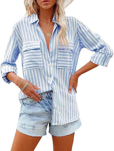 Stripe Long Sleeve Blouse - Stylish Stripe Shirt for Every Occasion - The Eggy's store