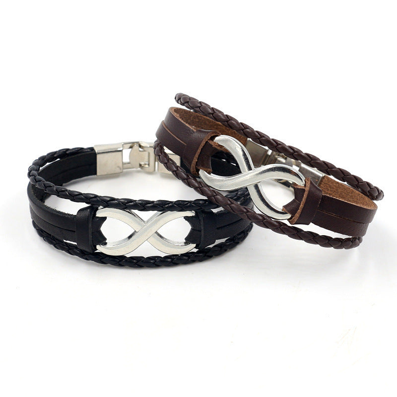 Alloy lucky figure 8 leather bracelet - The Eggy's store