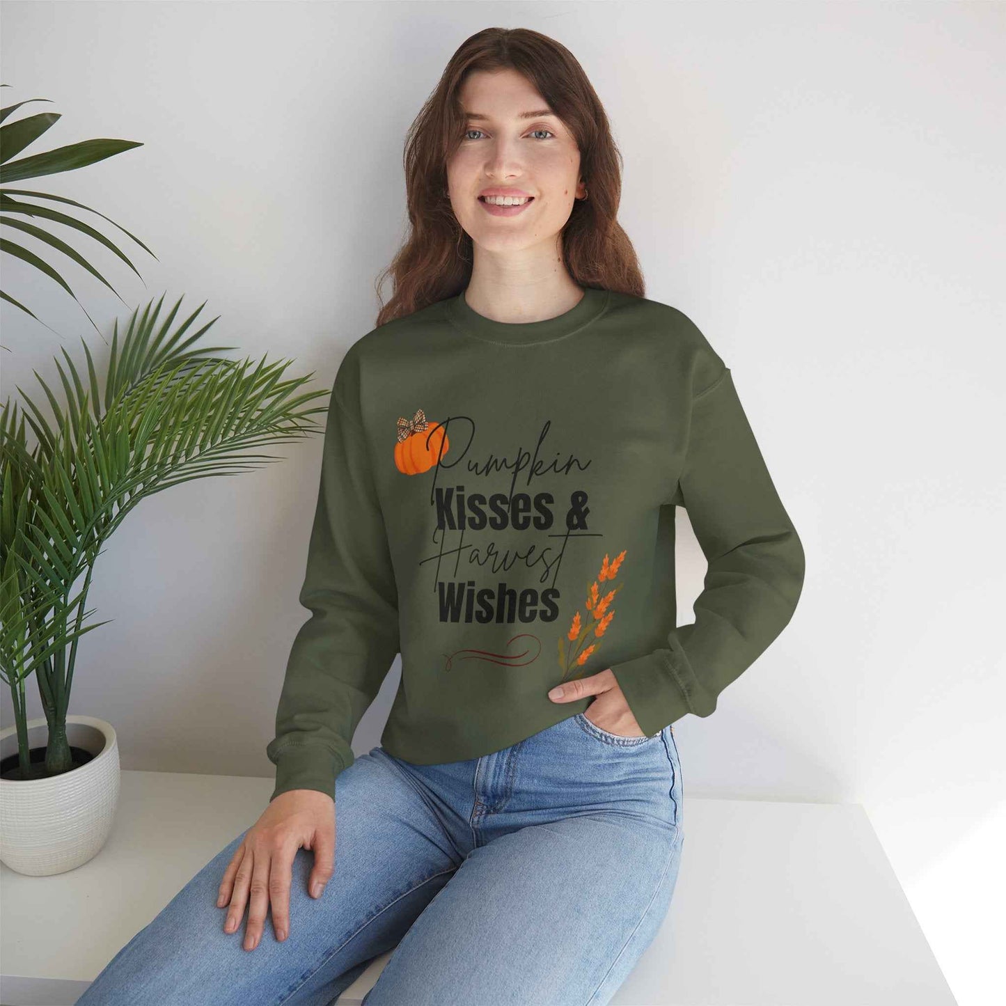 Pumpkin Kisses: Adult Crewneck Sweatshirt