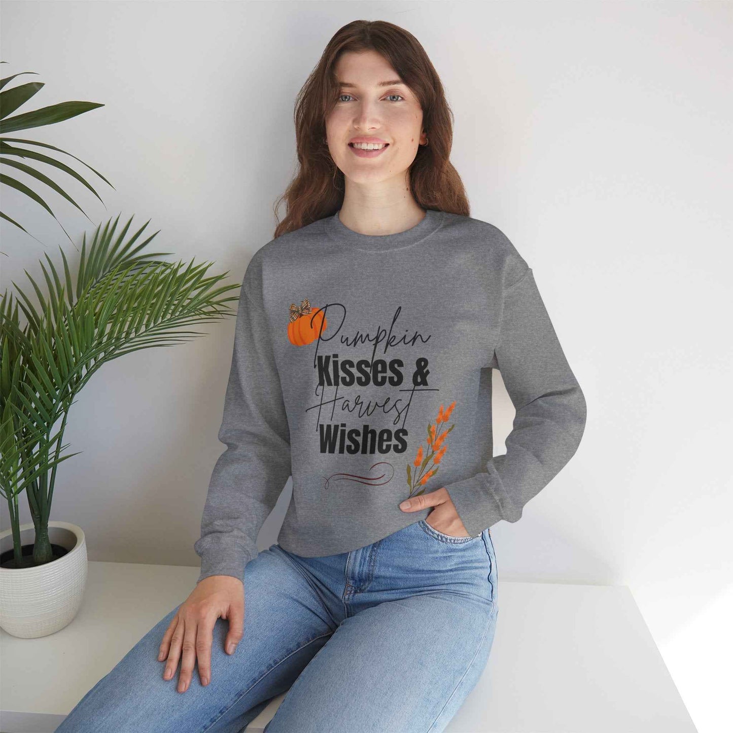 Pumpkin Kisses: Adult Crewneck Sweatshirt