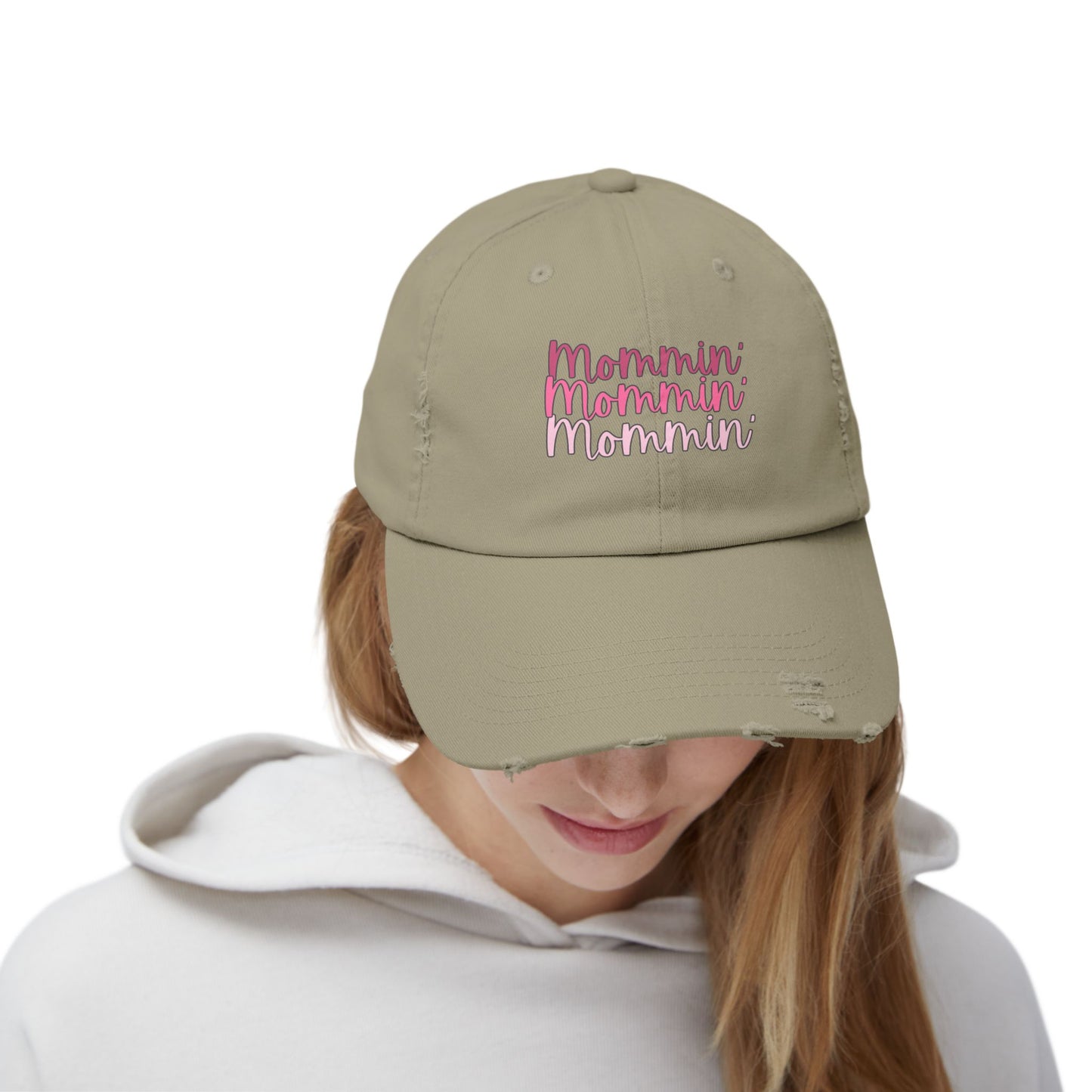 Mommin' Unisex Distressed Cap - Fun Gift for Moms, Trendy Summer Hat, Everyday Wear, Parenting Gift, Casual Cap - The Eggy's store