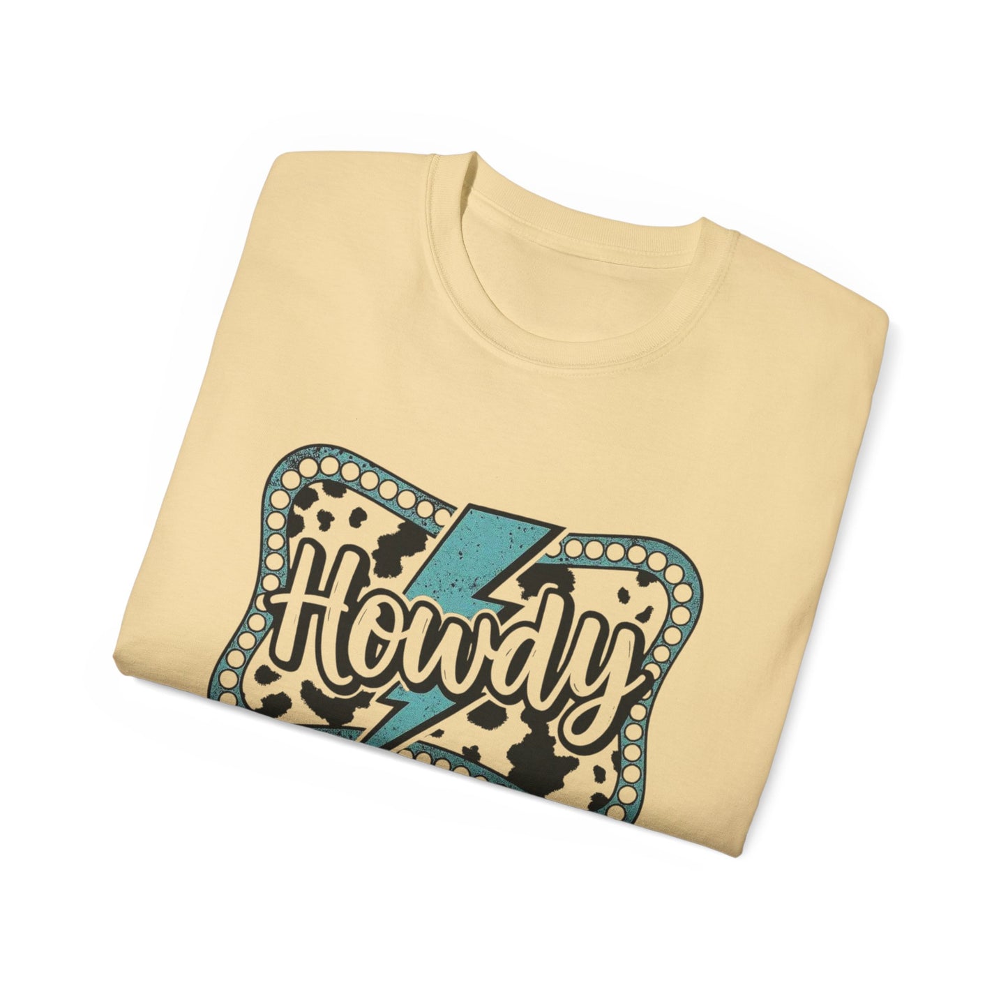 Howdy Lightning Graphic Tee - Fun Unisex Cotton Women's T-Shirt for Summer, Festivals, Casual Wear - The Eggy's store