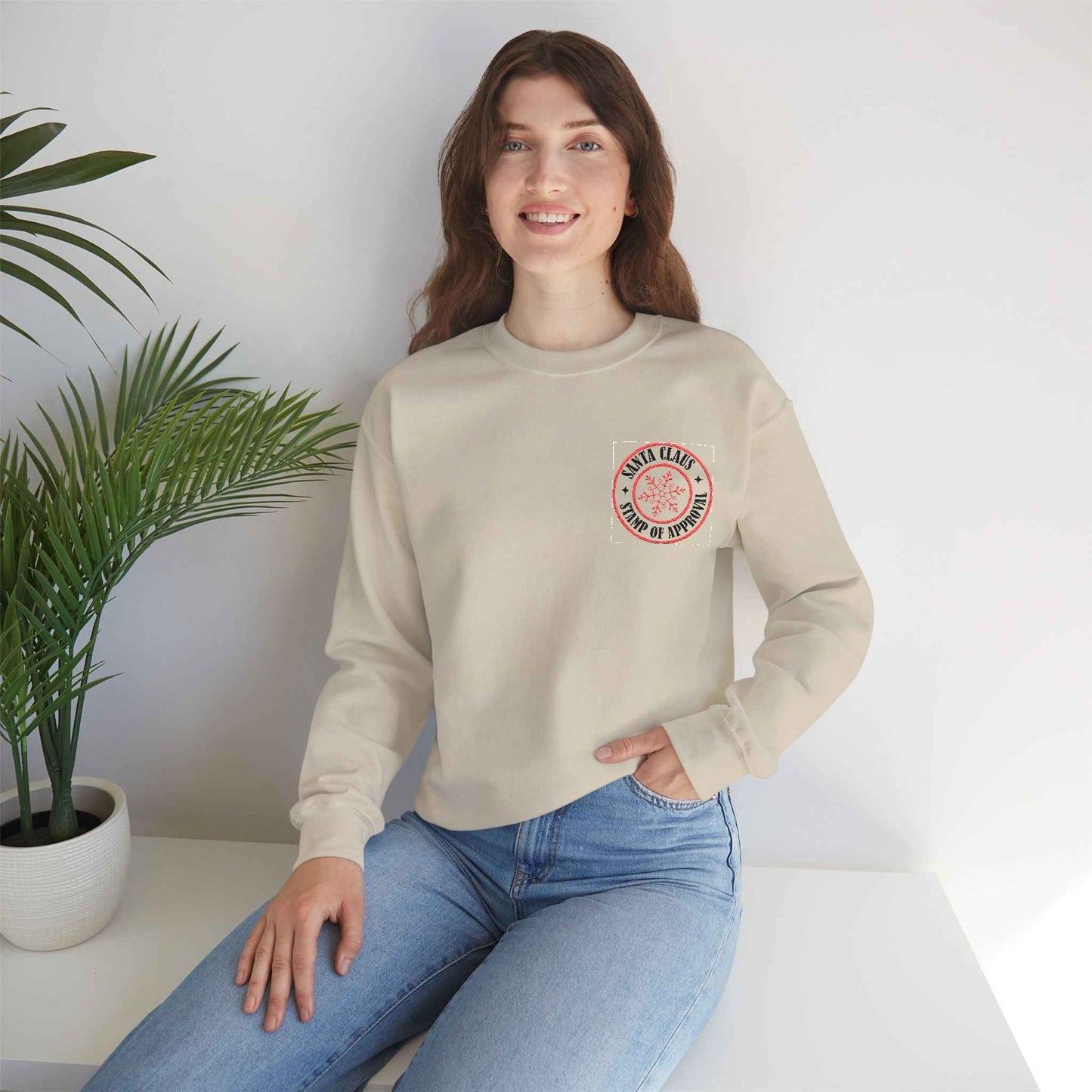 Embroidered Christmas Stamp Sweatshirt for Adults