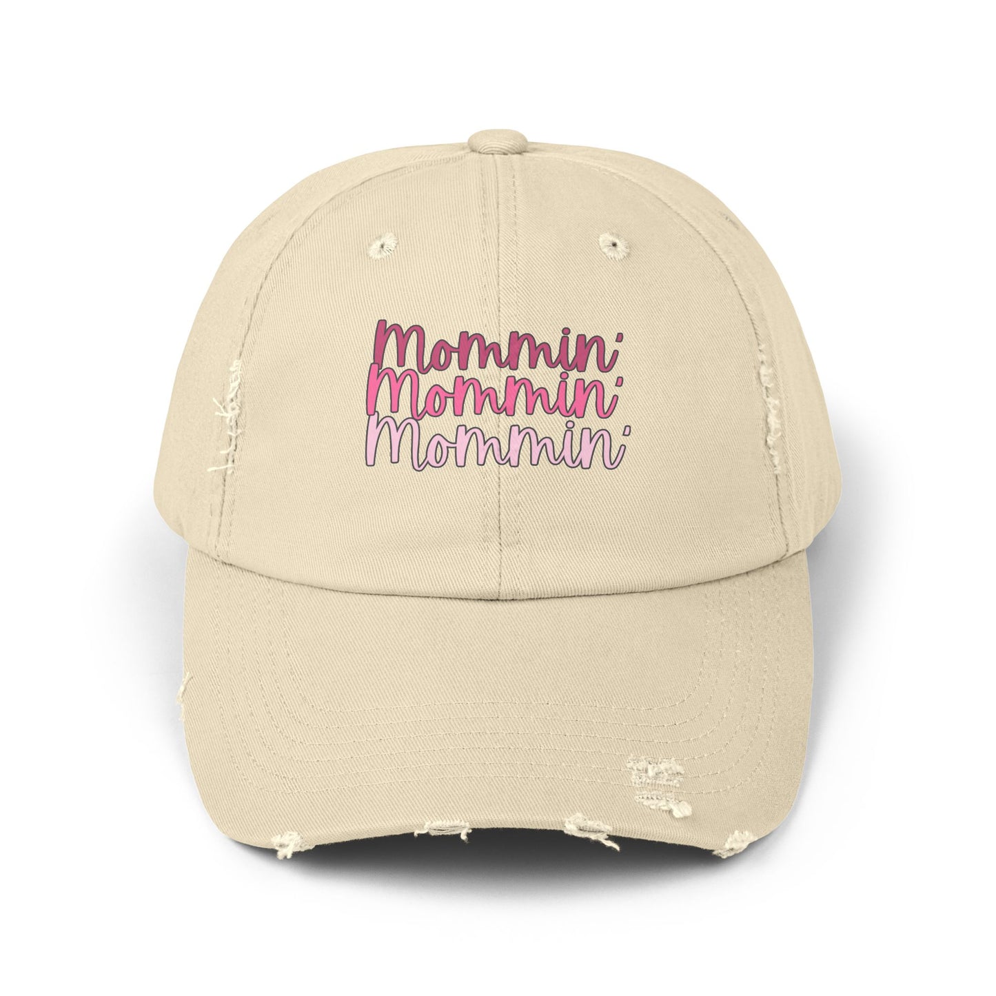 Mommin' Unisex Distressed Cap - Fun Gift for Moms, Trendy Summer Hat, Everyday Wear, Parenting Gift, Casual Cap - The Eggy's store