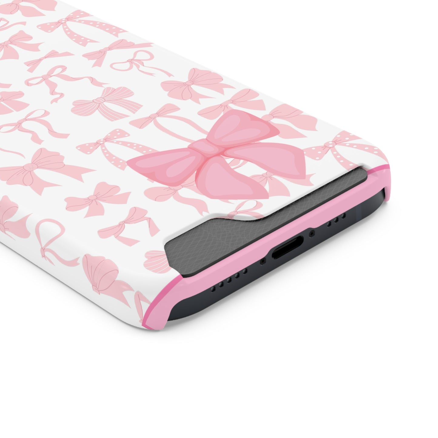 Pink Bow Phone Case with Card Holder - Stylish and Functional - The Eggy's store