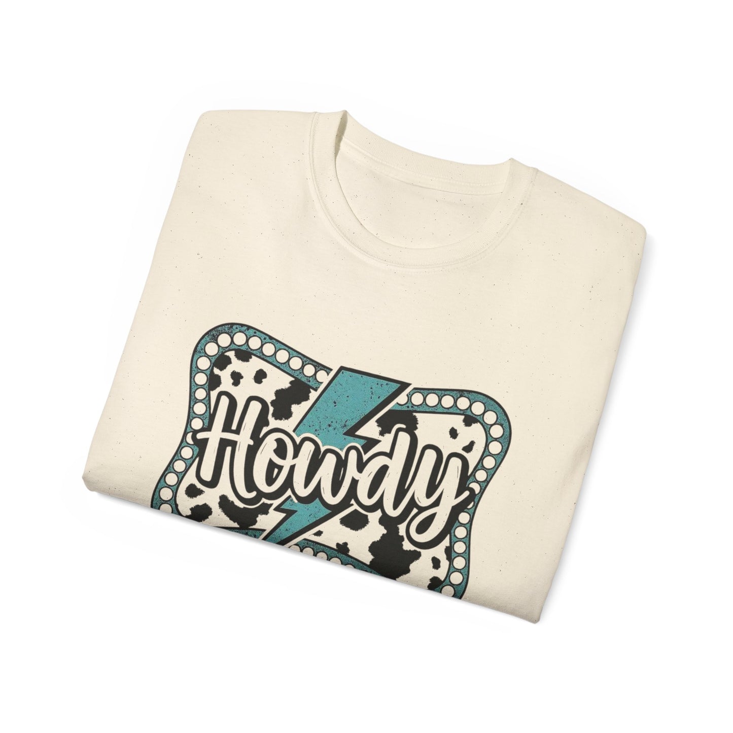 Howdy Lightning Graphic Tee - Fun Unisex Cotton Women's T-Shirt for Summer, Festivals, Casual Wear - The Eggy's store