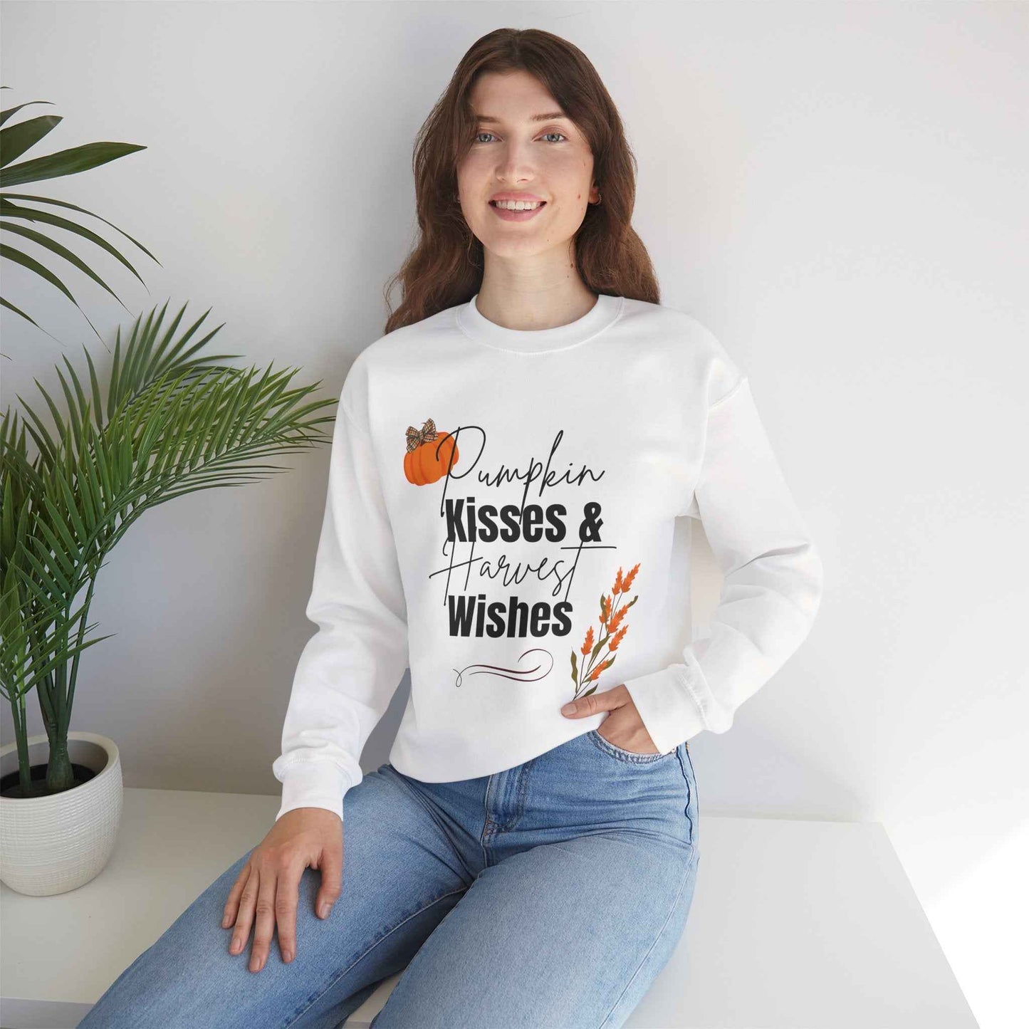 Pumpkin Kisses: Adult Crewneck Sweatshirt