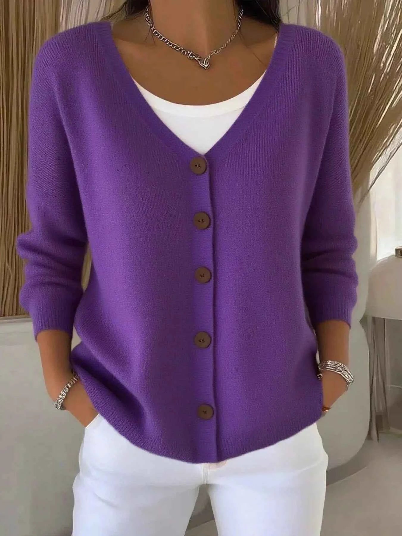 Full Size V-Neck Button-Down Knit Sweater Plus Size