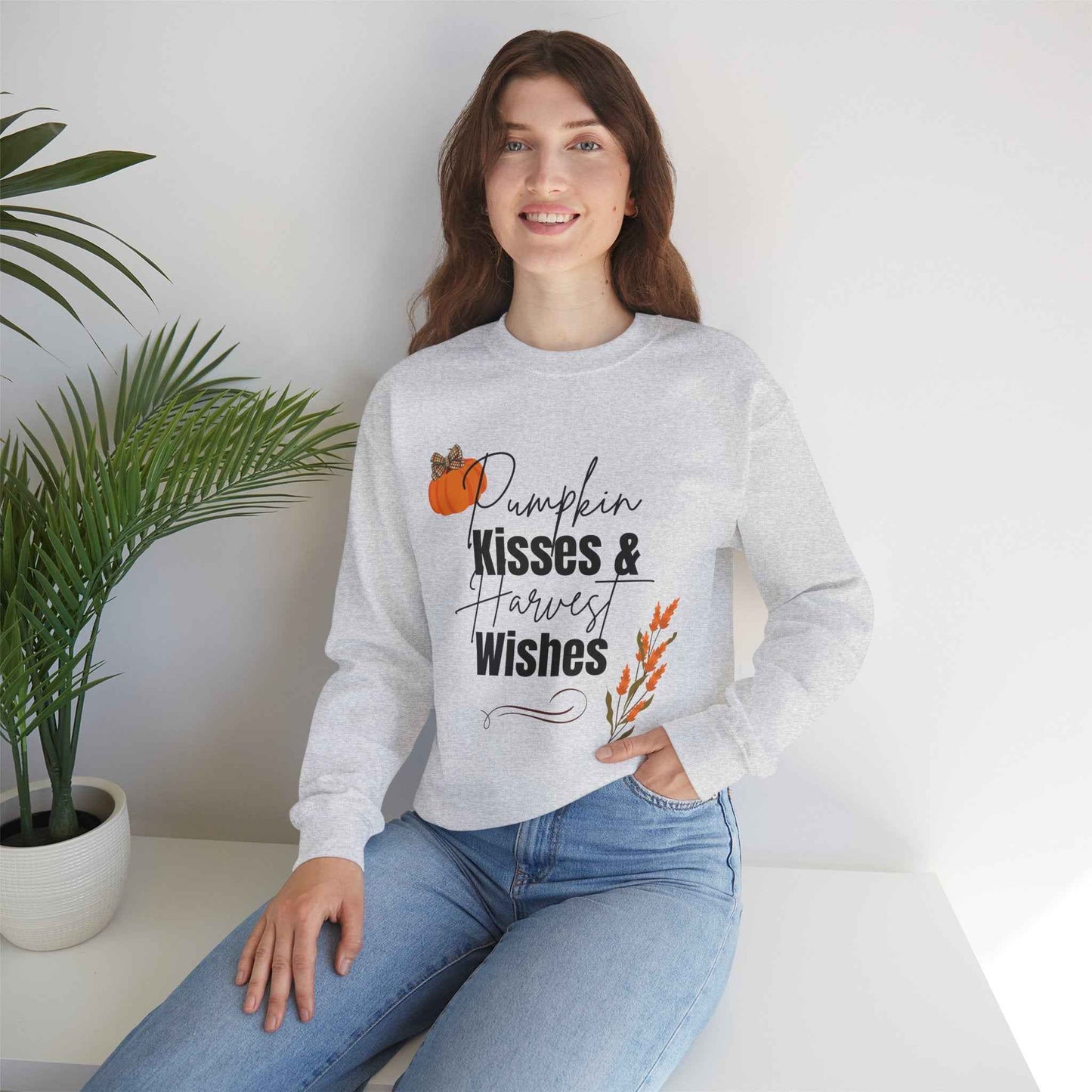 Pumpkin Kisses: Adult Crewneck Sweatshirt