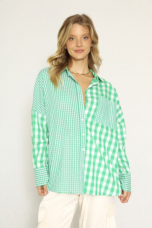 Miss Sparkling| Plaid Button Up Women's Blouse