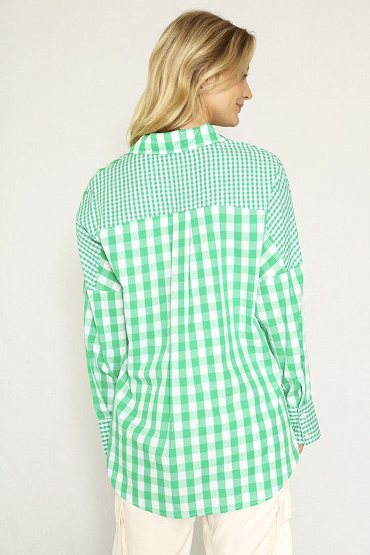 Miss Sparkling| Plaid Button Up Women's Blouse