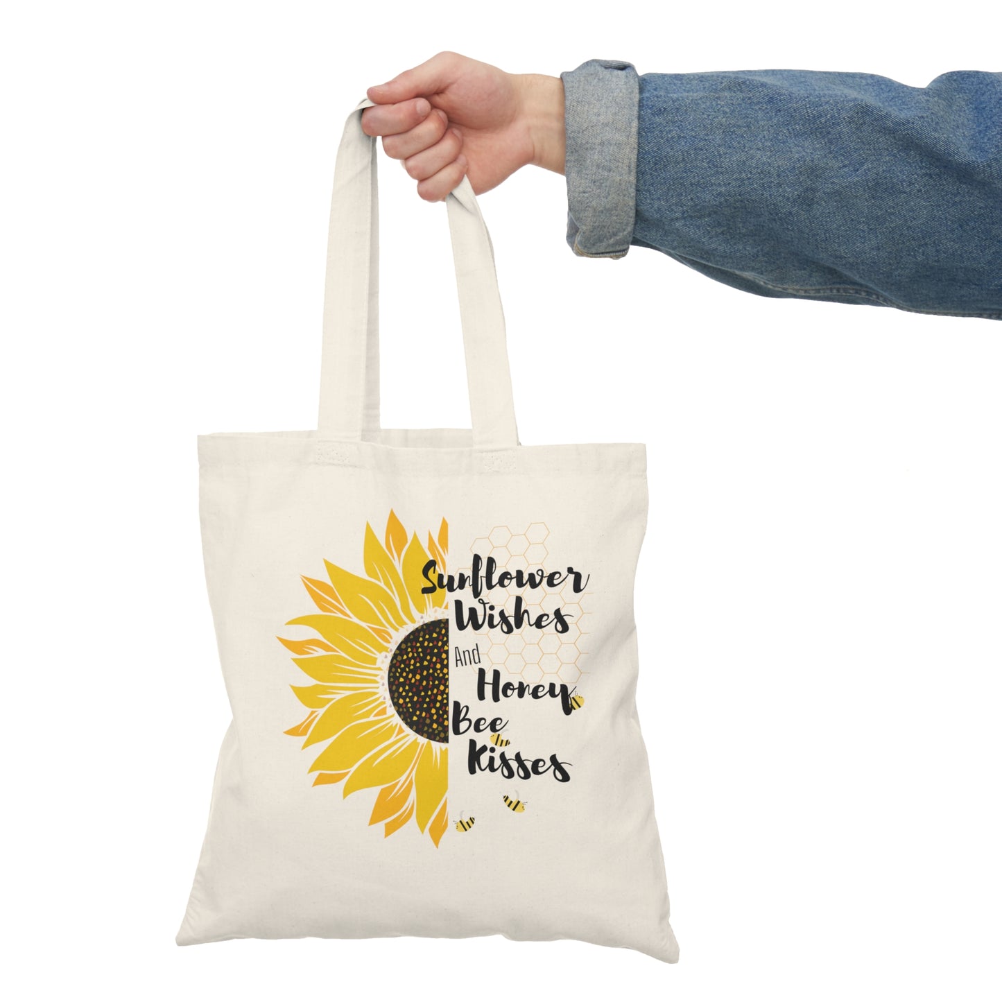 Sunflower Tote Bag with Honey Bees Design - The Eggy's store
