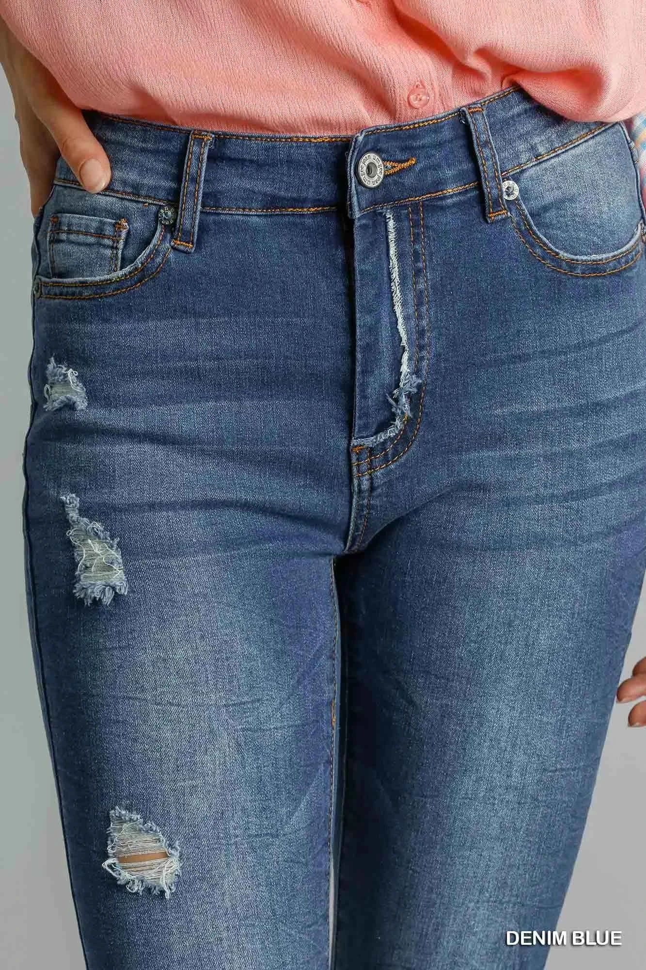 Umgee Distressed Skinny Jeans with Pockets