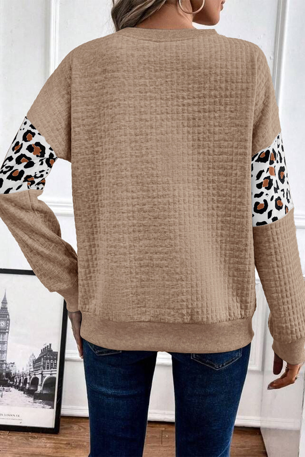 Parchment Leopard Quilted Patchwork Pullover women's r Sweatshirt - The Eggy's store