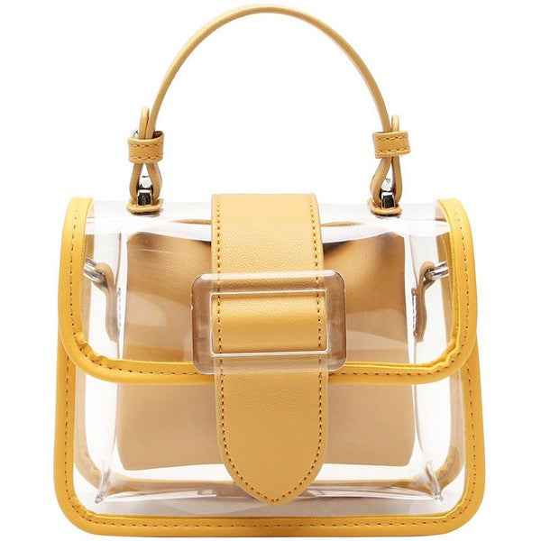 Translucent buckle satchel handbag