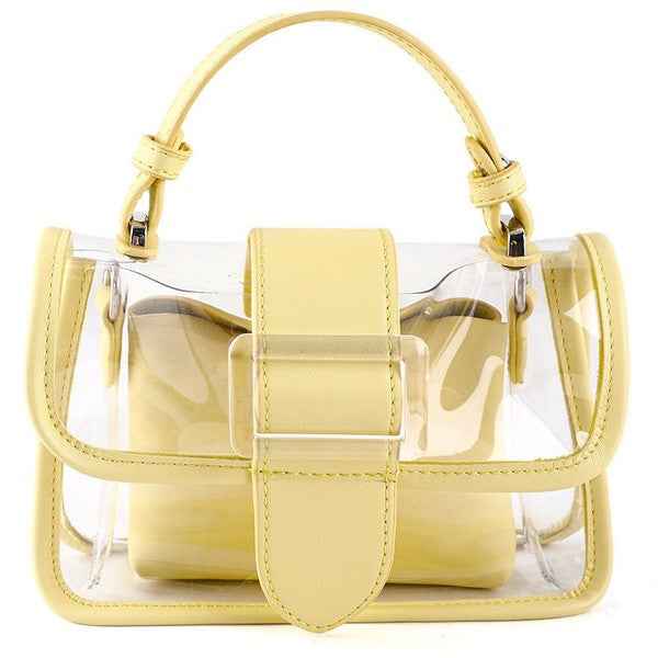 Translucent buckle satchel handbag
