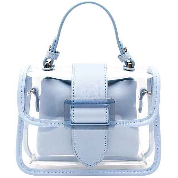 Translucent buckle satchel handbag