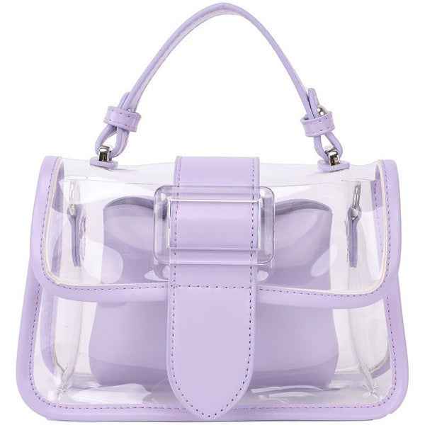 Translucent buckle satchel handbag