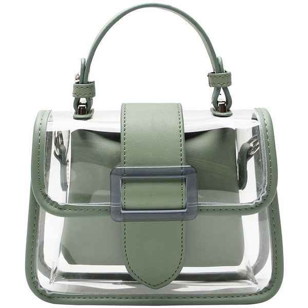 Translucent buckle satchel handbag