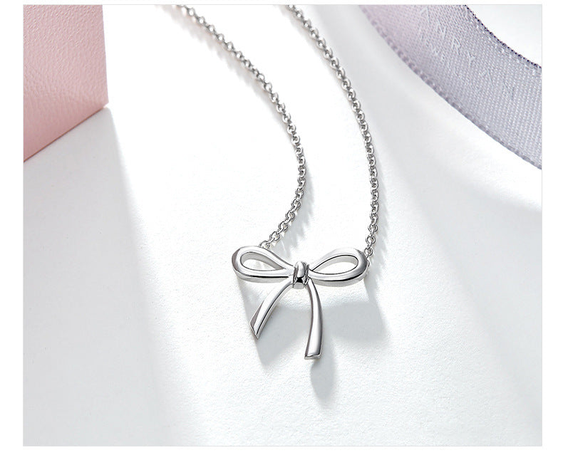 Bow Pendant Necklace with Clavicle Chain - The Eggy's store