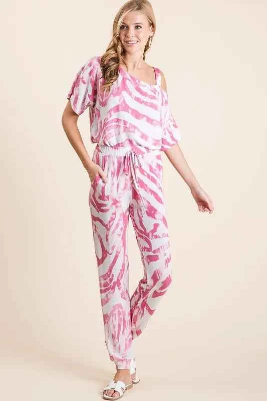 BiBi Zebra Print French Terry Top and Pants Set