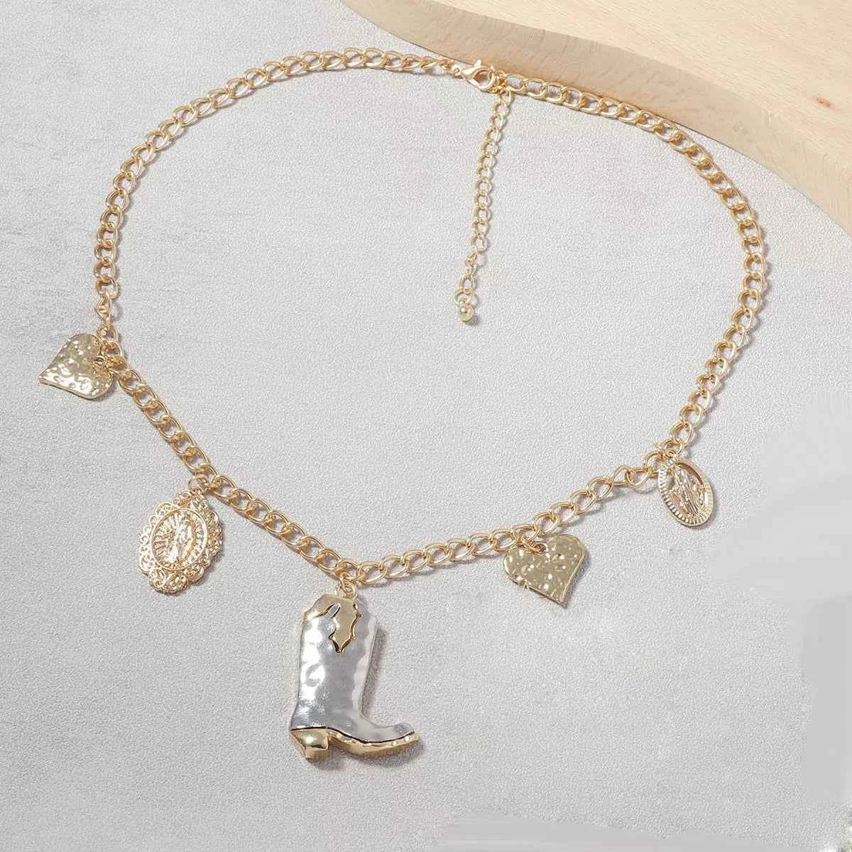 18K Gold-Plated Boots Charm Necklace