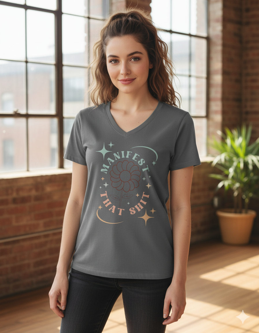 V-Neck Tee, Manifestation Shirt, Law of Attraction Top, Positive Affirmation Tee, Inspirational T-Shirt, Motivational Apparel