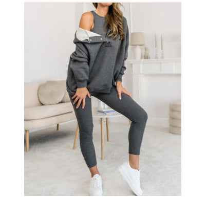 Women's Solid Color Tank, Hoodie And Leggings, 3 Piece Set