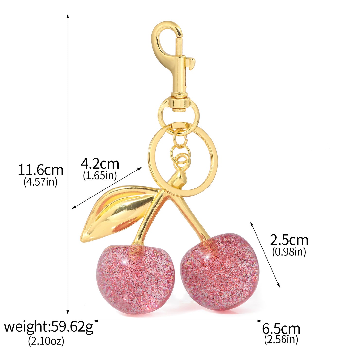A Pair Of Red Cherry Crystal Glitter Keychain - The Eggy's store