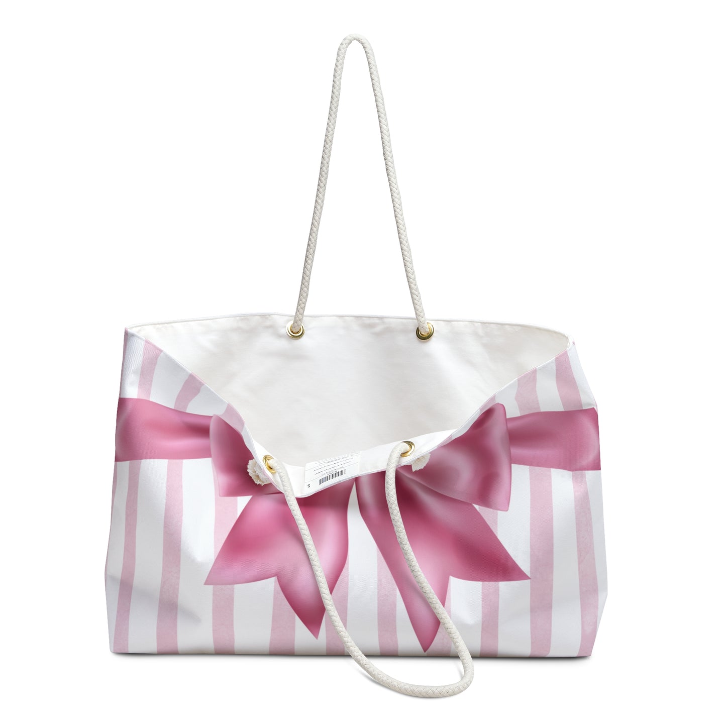 Weekender Bag Pink Bow and Stripes Design - The Eggy's store