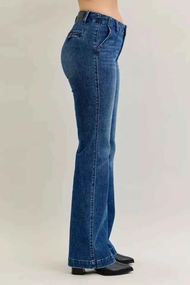 Judy Blue Full Size Mid Rise Bootcut Jeans with Welt Pockets Plus Size