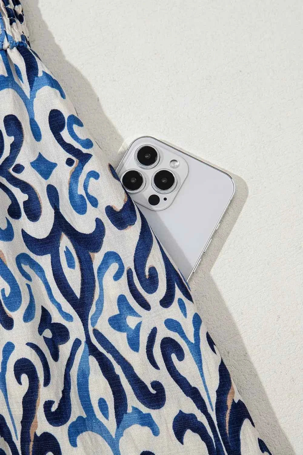 Smocked Printed Square Neck Boho Tiered Midi Dress