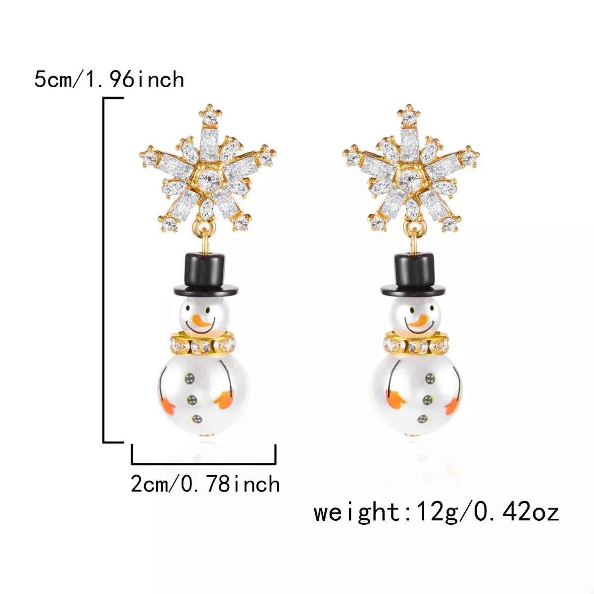 Christmas Snowman Drop Earrings