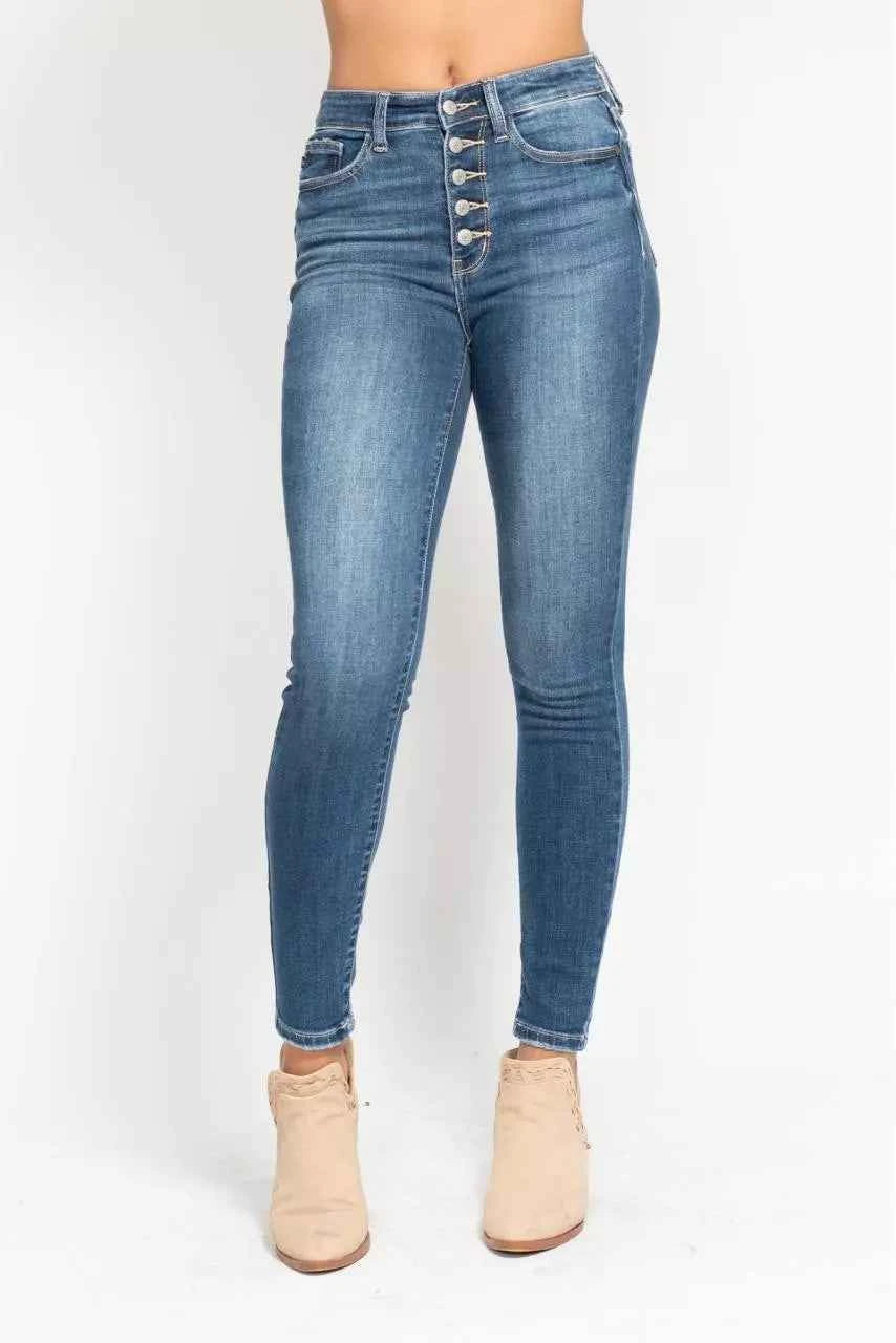 Judy Blue Full Size High Rise Button Fly Skinny Jeans Plus Size
