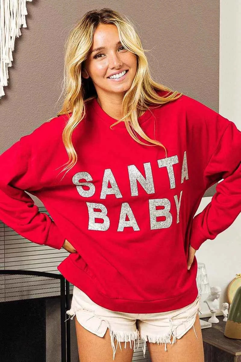 BiBi Santa Baby Lettering Christmas Sweatshirt