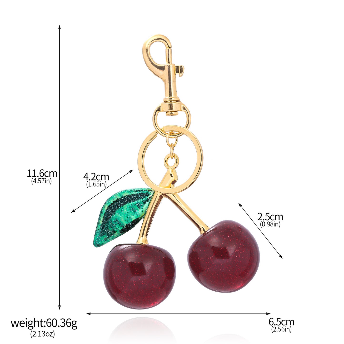 A Pair Of Red Cherry Crystal Glitter Keychain - The Eggy's store