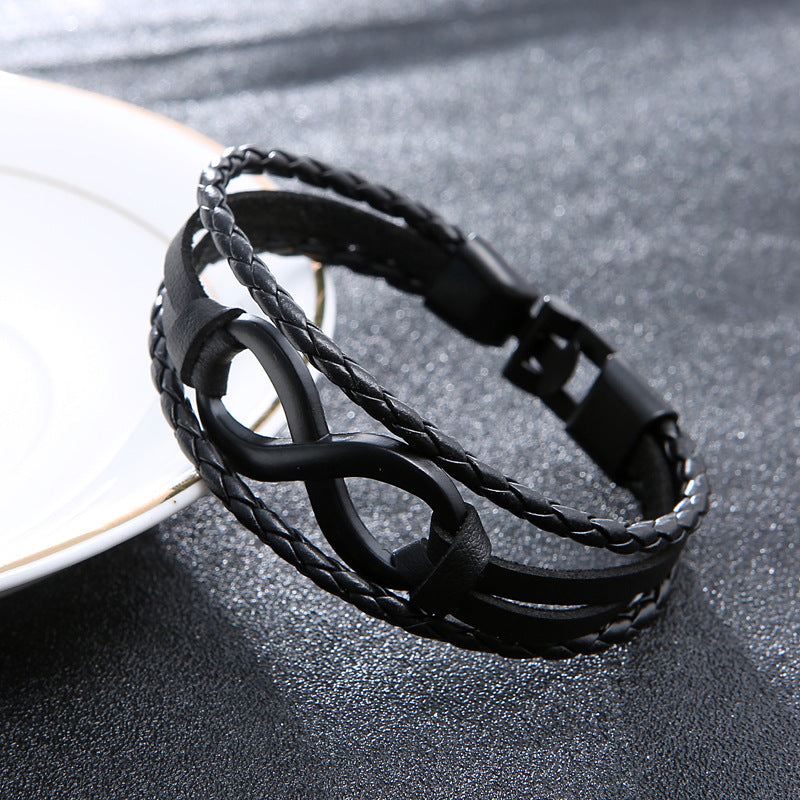 Alloy lucky figure 8 leather bracelet - The Eggy's store