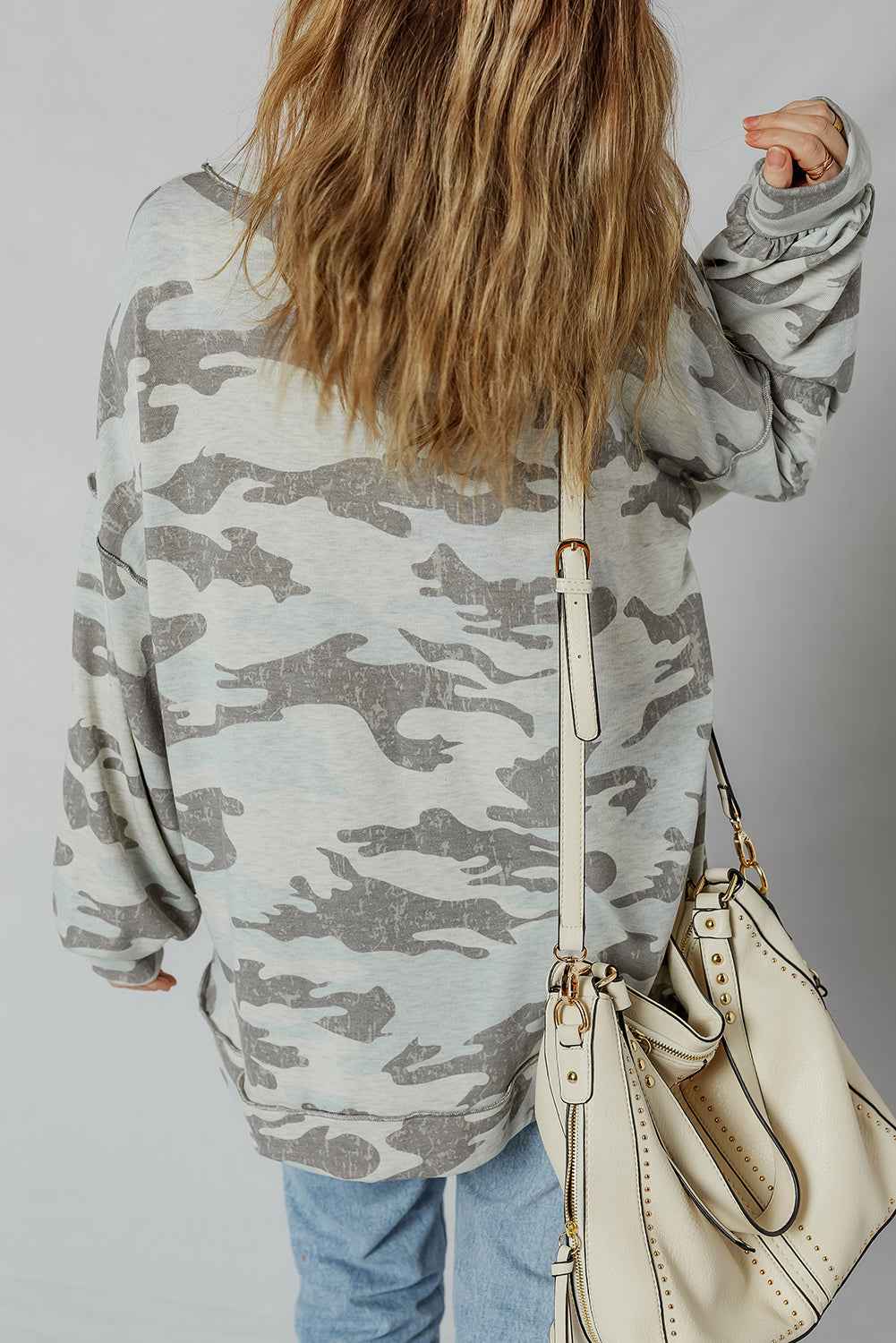 Retro Camouflage Exposed Seam Sweatshirt