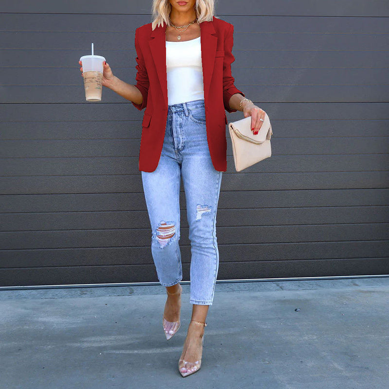 Womens Casual Blazers Open Front Long Sleeve Work Office Suit Jackets Blazer - The Eggy's store