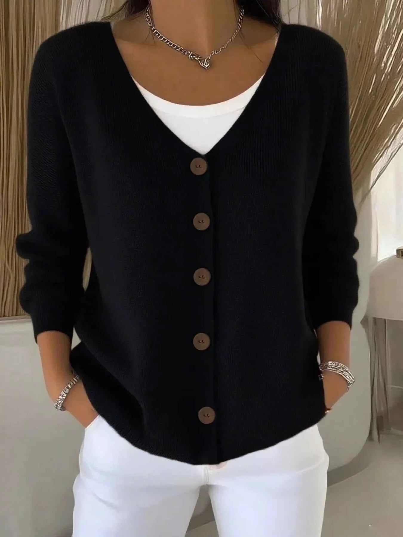 Full Size V-Neck Button-Down Knit Sweater Plus Size