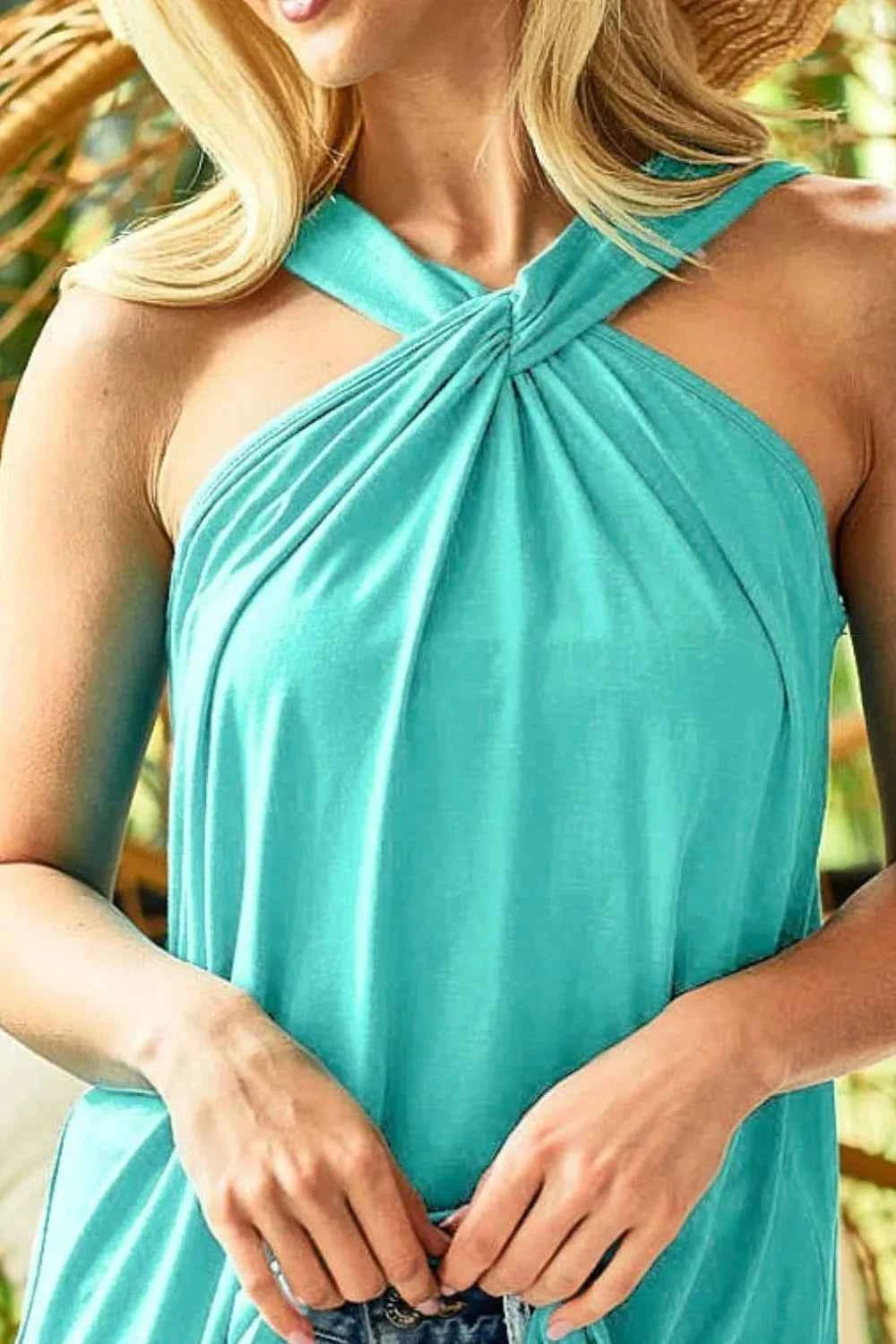 BiBi Rayon Span Jersey Knit Halter Neck Tank Top